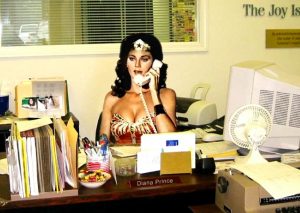 wonder woman, working, desk, office job, new day, day begins, beginning, busy, morning madness, manic