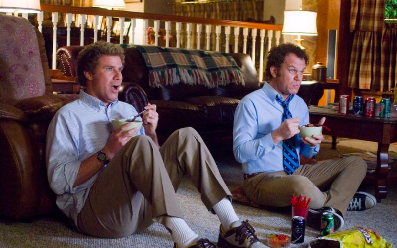 stepbrothers, watching tv, television, secret tv behaviour, will ferrell, john c reilly, eating, snacking