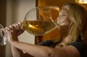 amy schumer, wine glass, drinking, party, party for one, solo party